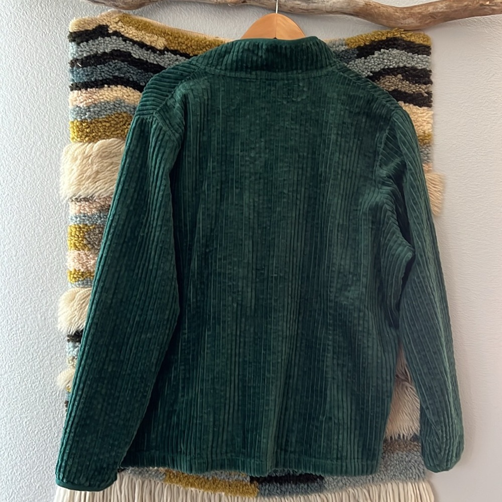 🦄 WOOLRICH Corduroy Zip Up Jacket 90s Vintage Workwear Velvet Green XXL - Picture 2 of 13